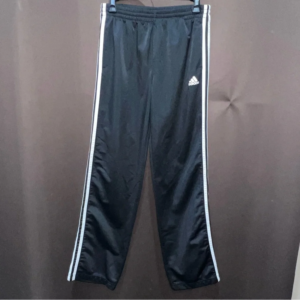 Boys Adidas Black Sweatpants with Signature Stripes, Size XL (18)